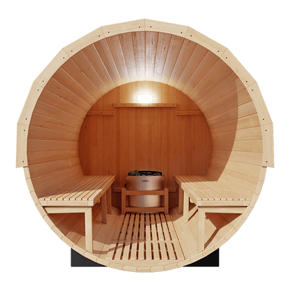 KOVE Outdoor Barrel Sauna – 4–6 Person Garden Sauna with 6kW Harvia Electric Heater