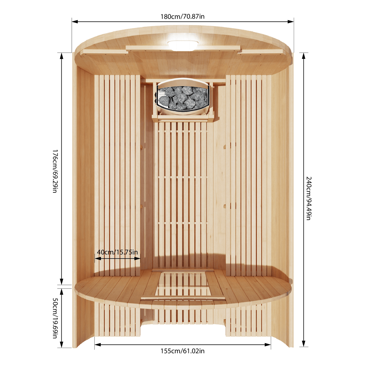 KOVE Outdoor Barrel Sauna – 4–6 Person Garden Sauna with 6kW Harvia Electric Heater