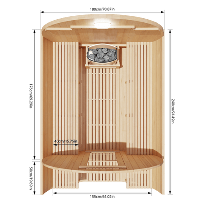 KOVE Outdoor Barrel Sauna – 4–6 Person Garden Sauna with 6kW Harvia Electric Heater