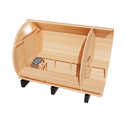KOVE Outdoor Barrel Sauna – 4–6 Person Garden Sauna with 6kW Harvia Electric Heater